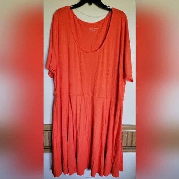 Ava & Viv Dresses & Skirts - Ava & Viv Women's Orange Elbow Sleeve Flared Empire Waist Dress Size 3X